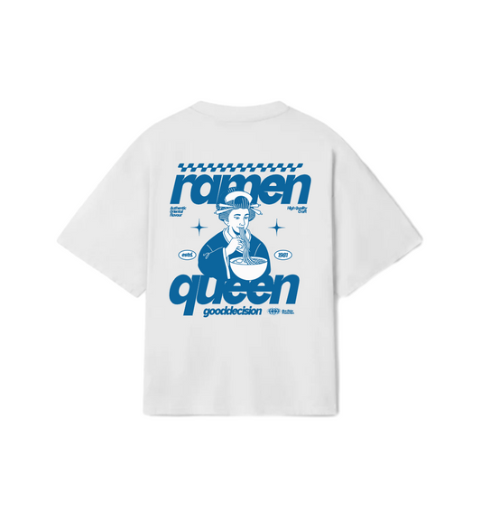 Ramen Queen – White Oversized T-Shirt (240 GSM)